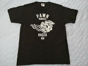 PAWN NOMADS パウン V8 エンジン ロゴ 半袖 Tシャツ M ブラック /検 ナックル ショベル パン BUCO バイカー ハーレー 