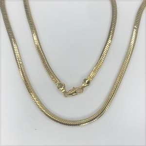 [NECKLACE] 18K Gold Filled Flat Snake スムース フラット ワイド スネークチェーン ゴールド ネックレス 4x600mm (32g) 【送料無料】