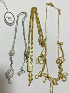 Christian Dior ネックレス　美品　三点　セット　パール　ラインストーン　鍵　アクセサリー　まとめ