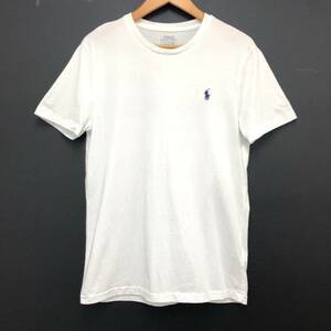 □美品□POLO RALPH LAUREN 半袖Tシャツ S(170/92A) 白 ポロラルフローレン メンズ 綿100％ ロゴ刺繍 複数落札同梱OK B240301-6●