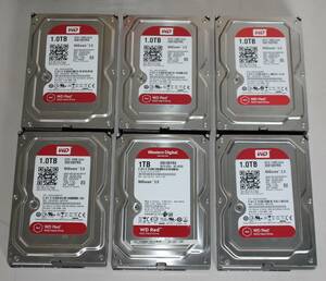 ★Western Digital SATA 1TB HDD 3.5インチ WD Red　★中古動作品★（6台セット合計 6TB）