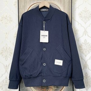 定番EU製＆定価6万◆UABONI*Paris*カーディガン*ユアボニ*パリ発◆上級 ニット 保温 丈夫 無地 洗練 ゆったり アウター 通勤 秋冬 2XL/52