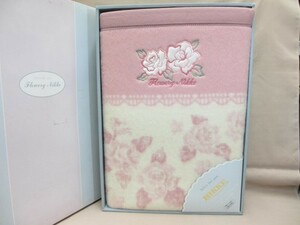 NIKKE ニッケ カシミア入 純毛毛布 ローズ 薔薇柄 未使用品