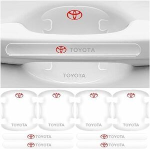 トヨタ TOYOTA ドアハンドル プロテクター（赤ロゴ） 8ピース シリカゲル材質 ドアガード　⑤