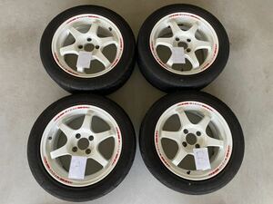 1円スタート★送料無料★DHS ダウンヒルスペシャル 15インチ 6.5J +30 PCD100 4H 夏タイヤ 195/50R15 19年製 4本SET★ロードスター