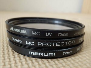 p77：Kenko HAKUBA MARUMI レンズ UV MC フィルター アクセサリー 72mm キャップ カメラ 付属品 まとめて