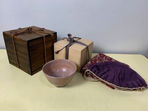 ◆☆105 井戸茶碗 二重箱 杉本貞光 信楽焼 花生　工芸品　茶道具　古陶　古美術品　日本　美術　骨董品　美術品◆T