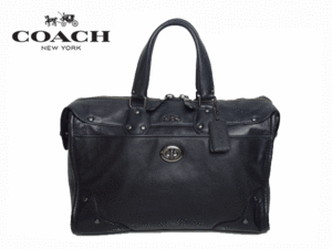 コーチ COACH 33689 QB BK ロゴマークプレート付き ブラック レザー ハンドバッグ 兼 斜め掛けショルダーバッグ