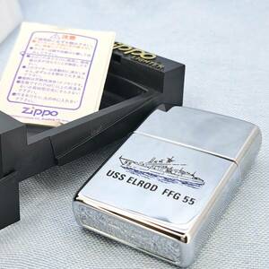 1000円～ zippo 未使用 エルロッド フリゲート アメリカ海軍 USS ELROD FFG 55 ケース有 取説 シルバー ジッポー オイルライター USA 053