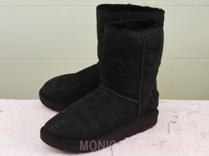 MK425◆レディース【UGG】ムートンブーツ 黒 ブラック 24cm