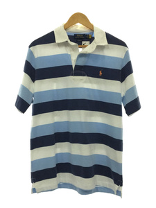 POLO RALPH LAUREN◆ポロシャツ/M/コットン/BLU/ストライプ