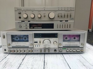 テクニクス RS-M202 Double Cassette Deck ダブルカセットデッキTECHNICS SU-C04 プリメインアンプTechnics ST-C04チューナ、動作確認済み