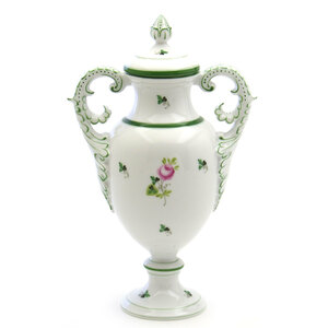 ヘレンド ウィーンの薔薇 花瓶(06492) 蓋付き飾り壺 ファンシーベース ハンドメイド 手描き 花器 花活け 飾り物 ハンガリー製 新品 Herend