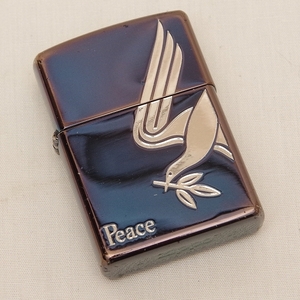 中古　ZIPPO　Peace　ブルーメタリック　2007年製　ピース　JT　たばこ銘柄　非売品　ノベルティ