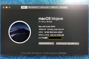 APPLE Mac mini 2014 2.6GHz intel Core i5/メモリ16GB/ 1TB（HDD) OS Mojave