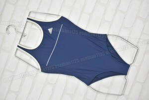 adidas アディダス AP3321 白パイピングワンピース水着 女子競泳水着 ネイビー サイズ160(M)