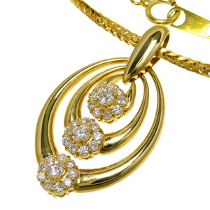 ★★最終特価品 3連 揺れるデザイン ダイヤモンド(推定H-SI) 計0.60ct ネックレス K18ゴールド 14.3g 40cm レディース