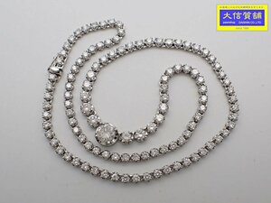 PT850 プラチナ ダイヤ テニス グラデーション ネックレス 7.00ct+1.001ct 41cm 28.7g 中古A 【送料無料】 C-8988