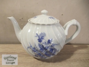 〓戸）HAVILAND リモージュ アビランド 青い花 ティーポット Haviland Limoges 花柄 ξ