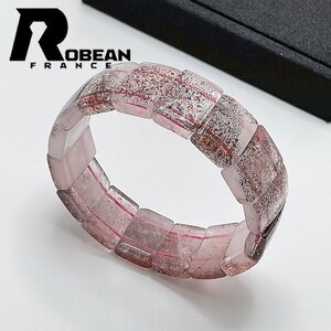 綺麗 EU製 定価6万円★ROBEAN・ストロベリークォーツ★ブレスレット パワーストーン 天然石 苺水晶 高級 可愛い 18.5*6.7mm 1001G1217