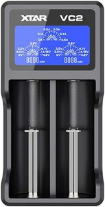 XTAR VC2 リチウム充電器 電池充電器 3.6V/3.7Vリチウムイオン電池 10400～26650 バッテリー活性化機能 