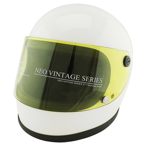フルフェイスヘルメット ホワイト×イエローシールド Lサイズ:59-60cm対応 VT7 NEO VINTAGE VT-7 ステッカー付き