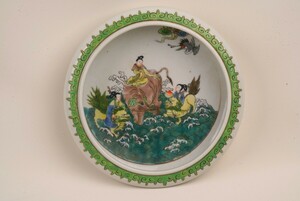 中国 古美術 色絵 粉彩 筆洗 飾り皿 大清 清時代 古美術 唐物 中皿 中国美術