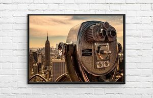 インテリアポスター アメリカン ニューヨークの景色 観光双眼鏡 New York Tourist Binoculars A1サイズ ai8