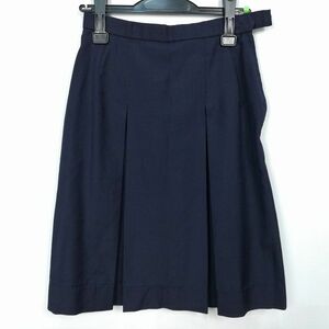 1円 スクールスカート 夏物 w66-丈55 紺 中学 高校 プリーツ 学生服 制服 女子 中古 HK7983