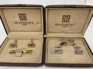 ☆1000円スタート☆ GIVENCHY ジバンシー タイピン カフスセット ケース付 2点セット　◆24425