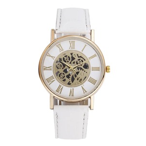 時計　腕時計 ギリシャ文字 アナログ メンズ クォーツ レザー ベルト　高品質 レザー ファッション時計　ゴールド 男女兼用　ホワイト
