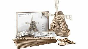 WOODEN.CITY 木製ファームミル 美しいミル彫刻またはおもちゃの風車3Dモデル