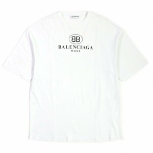 美品▼BALENCIAGA バレンシアガ 556109 BBロゴプリント 半袖Ｔシャツ ホワイト XS ポルトガル製 正規品 メンズ