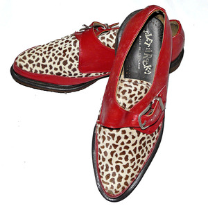 英国製 [当時もの] Let it rock 赤×ハラコ 豹 Pointed Toe Shoes ■Dr.Martens AIR CUSHION ■検）Seditionaries セディショナリーズ