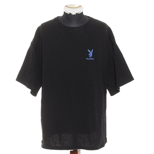 〇492960 PLAYBOY プレイボーイ ◯半袖Tシャツ ロゴ刺繍バック立体プリント PB23053PL サイズL メンズ ブラック