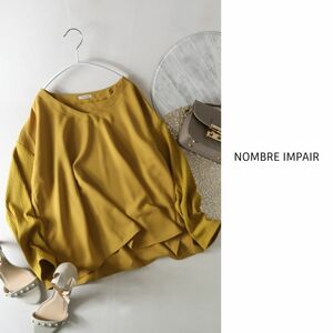 超美品☆ノンブルアンペール NOMBRE IMPAIR☆洗える リブ切替 Vネックブラウス フリーサイズ☆A-O 3022