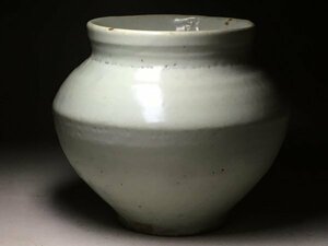 A367 李朝 時代物 朝鮮古陶器 李朝白磁 壺 塩笥壺 Ｈ14cm 民藝 花器