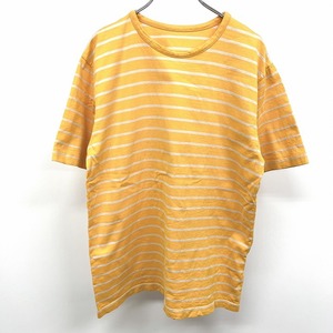 イネドオム INED HOMME Tシャツ 半袖 ボーダー 丸首 プルオーバー カットソー 綿100% コットン100% 3 イエロー 黄色×グレー メンズ