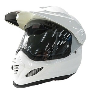 【美品】1,000円～ Arai アライ TOUR-CROSS 3 ヘルメット グラス ホワイト系 サイズ61-62cm PSCマーク無し オフロード バイク [M5135] 