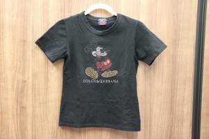 ★【中古】 DOLCE&GABBANA ドルチェ&ガッバーナ D&G コラボTシャツ 半袖 ミッキー ディズニー ブラック 　【Y3070206】★