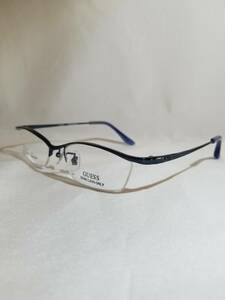 未使用 眼鏡 メガネフレーム GUESS ブランド チタン 金属フレーム ナイロール ハーフリム 男性 女性 メンズ レディース 53口18-140 Z-3