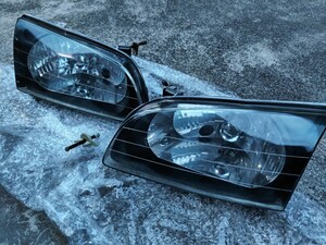 トヨタスターレット グランツァV EP91 インナーブラック 純正ヘッドライト 左右セット KOITO ヘッドランプ ハロゲン 経年劣化の為ジャンク