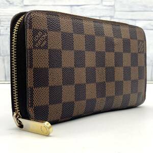 極美品●LOUISVUITTON ルイヴィトン ダミエ エベヌ 長財布 ジッピーウォレット ラウンドファスナー ジップ メンズ レディース N60015 金具