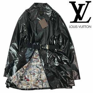 j297 未使用 LOUIS VUITTON ルイヴィトン ロングコート ステンカラーコート ブラック ジャケット レインコート 38 イタリア製 正規品