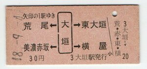 ★国鉄　東海道本線　大垣駅　両矢式乗車券　S４８年★