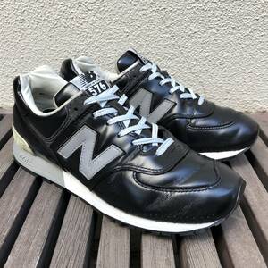 NB公式リペア済 廃番 USA製 NEW BALANCE M576K BLACK US8.5D 26.5cm ガラスレザー 中古 ビンテージ アメリカ米国製 ブラック×グレー