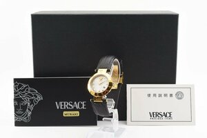 箱付き ヴェルサーチ 石付き メデューサ デイト クォーツ ゴールド メンズ 腕時計 VERSACE