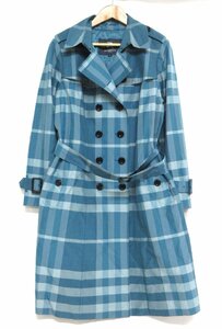 新品同様 BURBERRY LONDON バーバリーロンドン ノバチェック トレンチコート Ｂ2A24-503-25 大きいサイズ46 ブルーグリーン