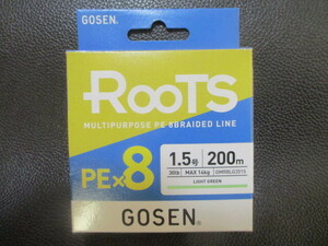 32　GOSEN　ROOTS・PE×8　ライトグリーン　1.5号200ｍ巻き新品未使用！