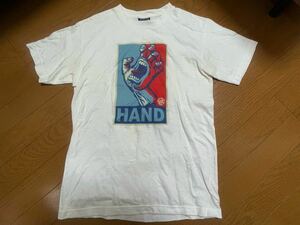 SANTA CRUZ サンタクルーズ プリント 半袖 Tシャツ Ｓ　HAND 白